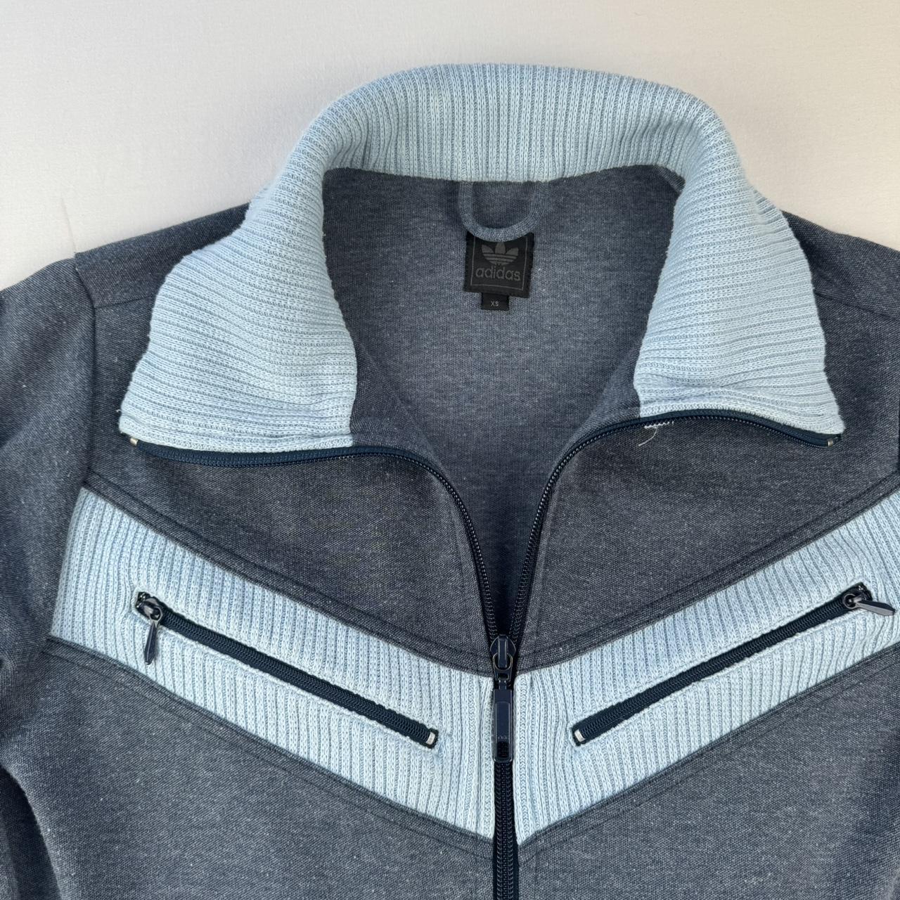 Unisex Early 2000s Blue and Light Blue Cotton Track Jacket XS