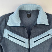 Unisex Early 2000s Blue and Light Blue Cotton Track Jacket XS