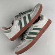 Adidas White and Green Sambas OG UK9
