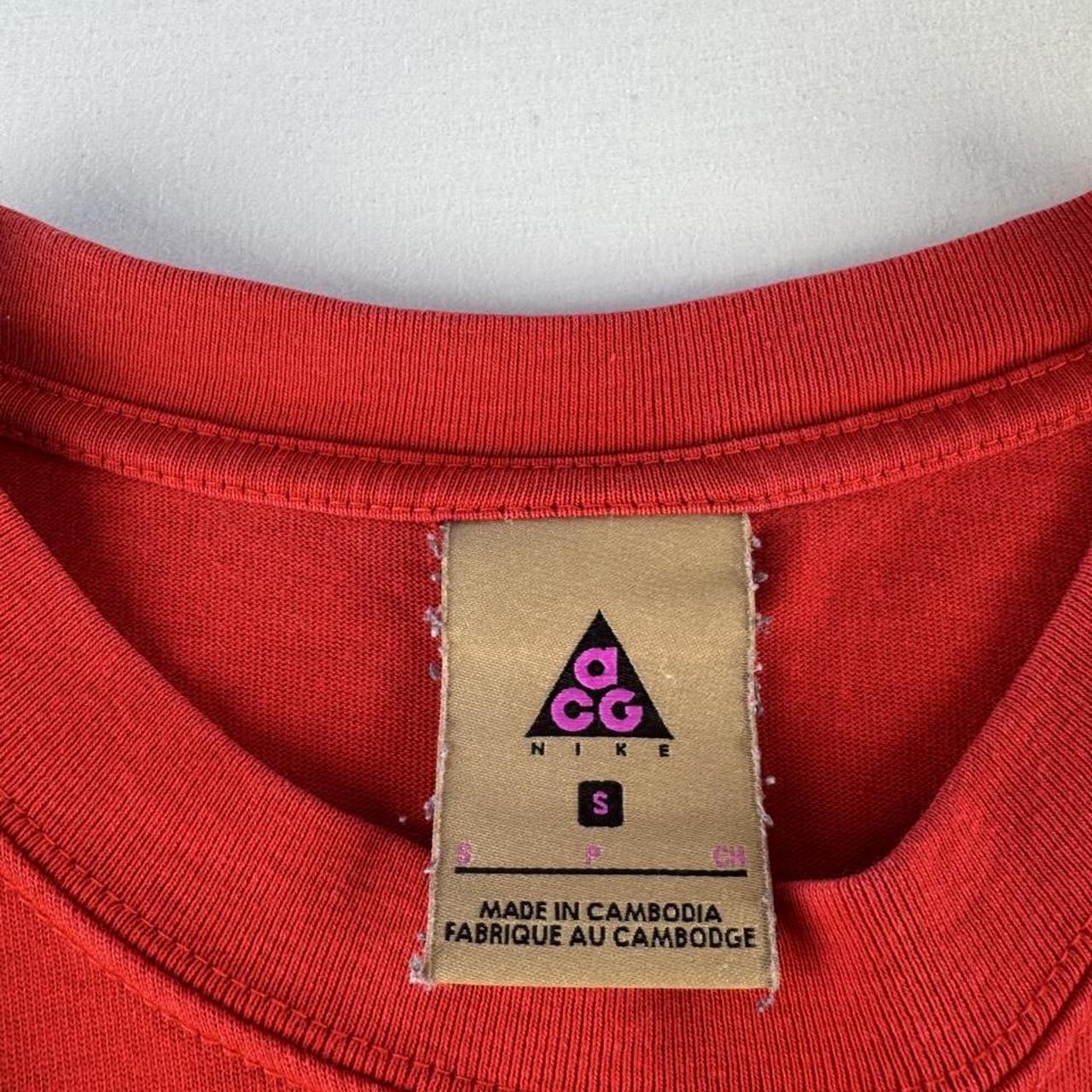 Red Nike ACG Embroidered Spellout T-Shirt S