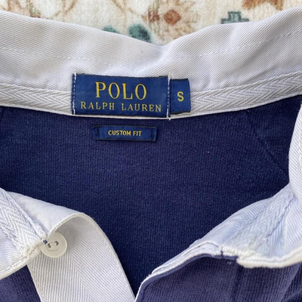 Polo Ralph Lauren thick rugby polo shirt in navy and green with embroidered logo.