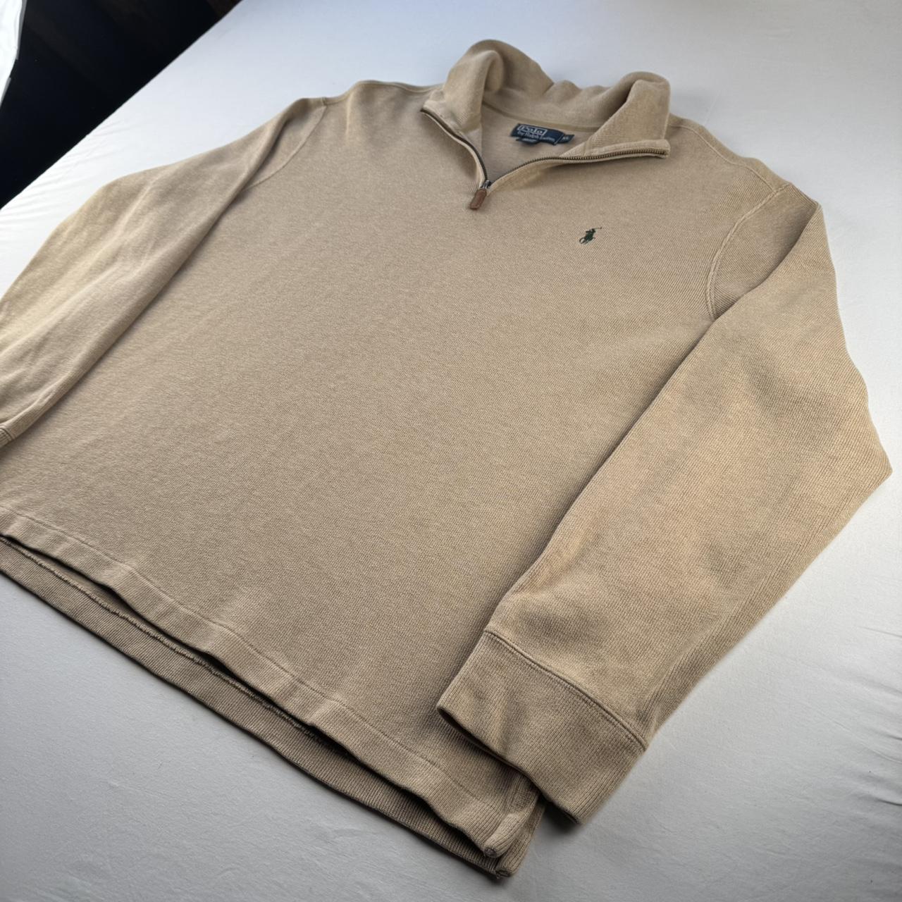 Polo Ralph Lauren Beige with Green Pony Quarter Zip Fleece XL