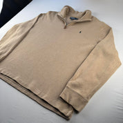 Polo Ralph Lauren Beige with Green Pony Quarter Zip Fleece XL