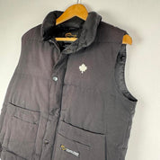 Canada Goose black down filled gilet with logo patch and zip pockets.