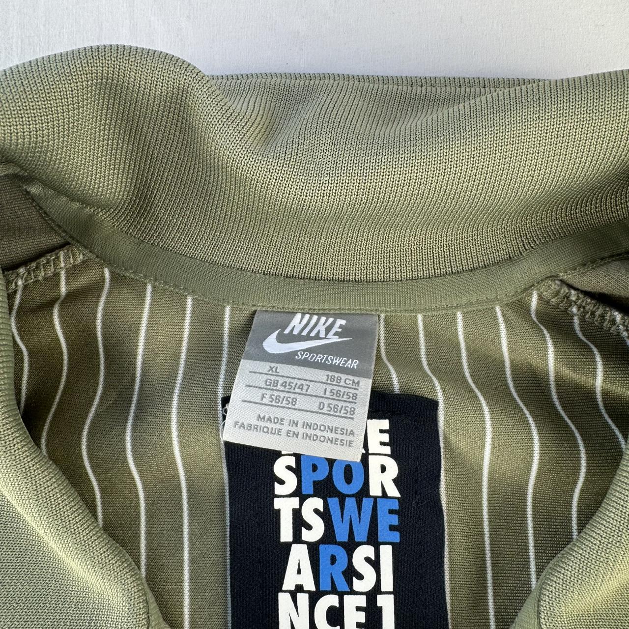 Mid 2000s Nike Embroidered Khaki Pinstripe Track Jacket XL