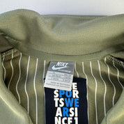 Mid 2000s Nike Embroidered Khaki Pinstripe Track Jacket XL