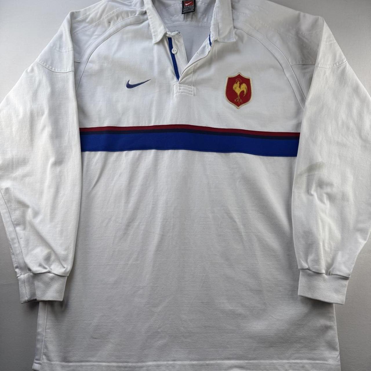 1990s Nike France Rugby Long Sleeve Rugby Polo Shirt XXL