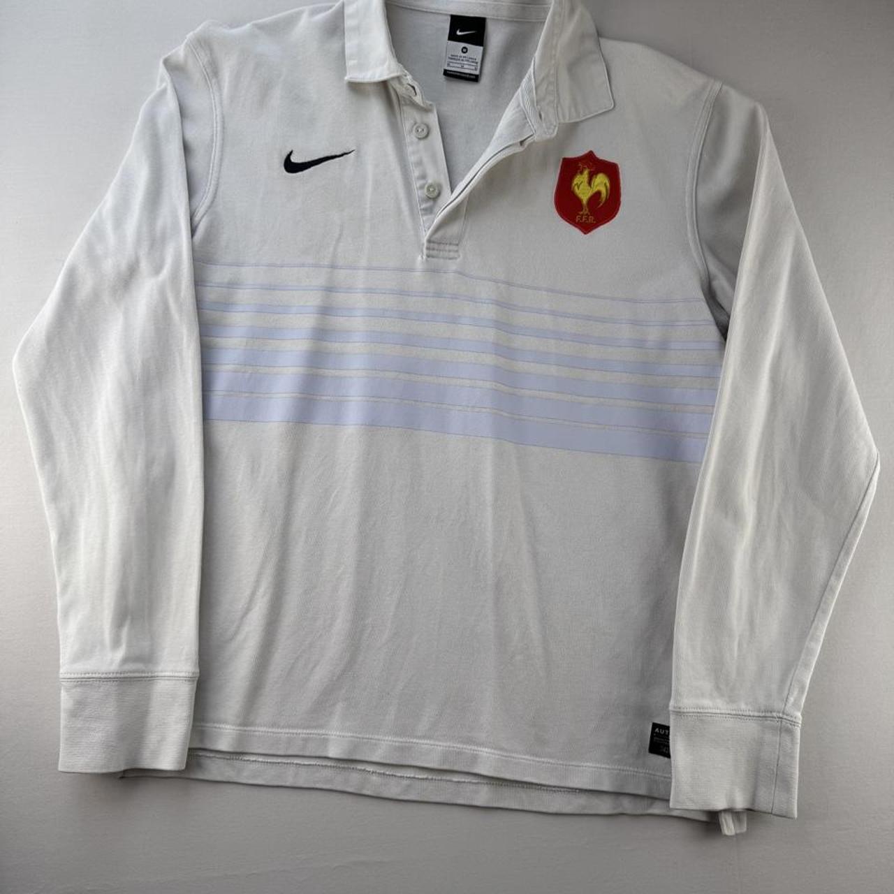2009 Embroidered France Rugby Striped Rugby Polo M