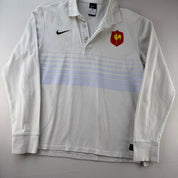 2009 Embroidered France Rugby Striped Rugby Polo M