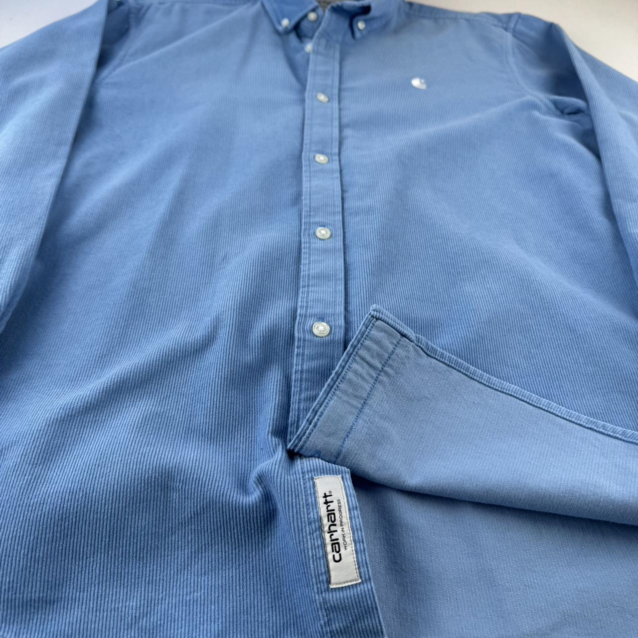 Blue Carhartt WIP Long Sleeve Madison Corduroy Button Down Shirt M