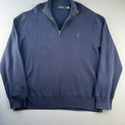 Polo Ralph Lauren Navy Pima Cotton Quarter Zip Jumper XL