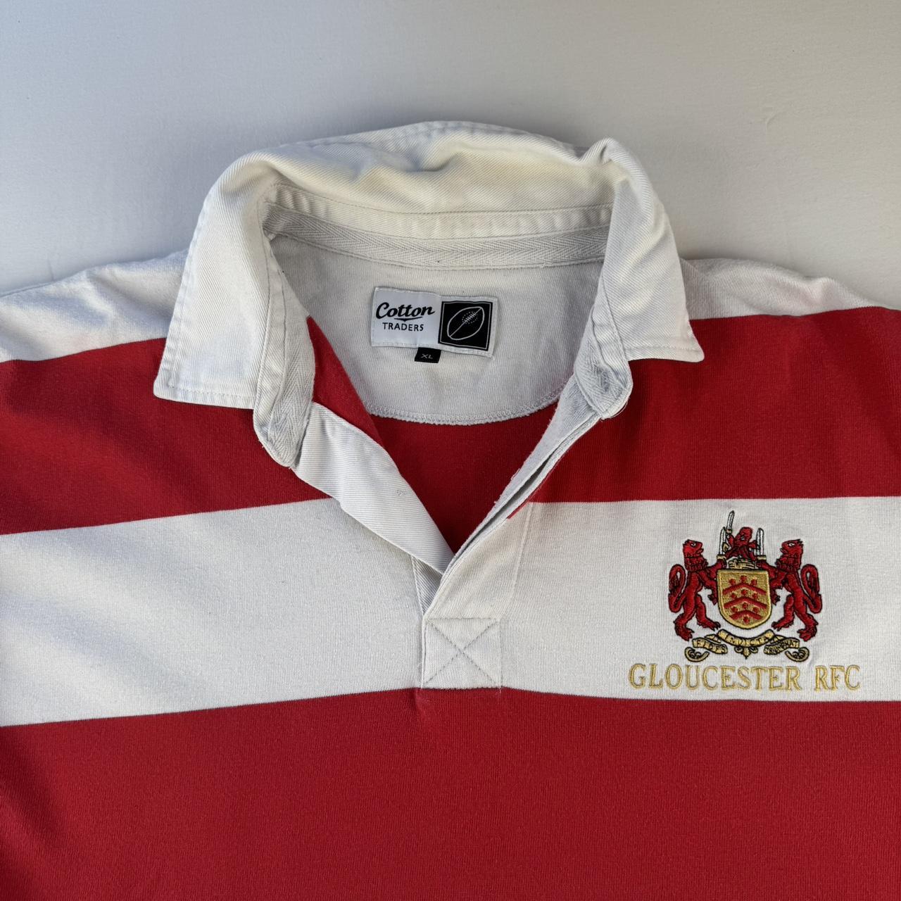 Rare Vintage Cotton Traders Gloucester Rugby Striped Long Sleeve Rugby Polo Shirt XL