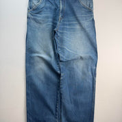 1990s Giovanni Valentino Graphic Embroidered Straight Leg Jeans 32W 30L