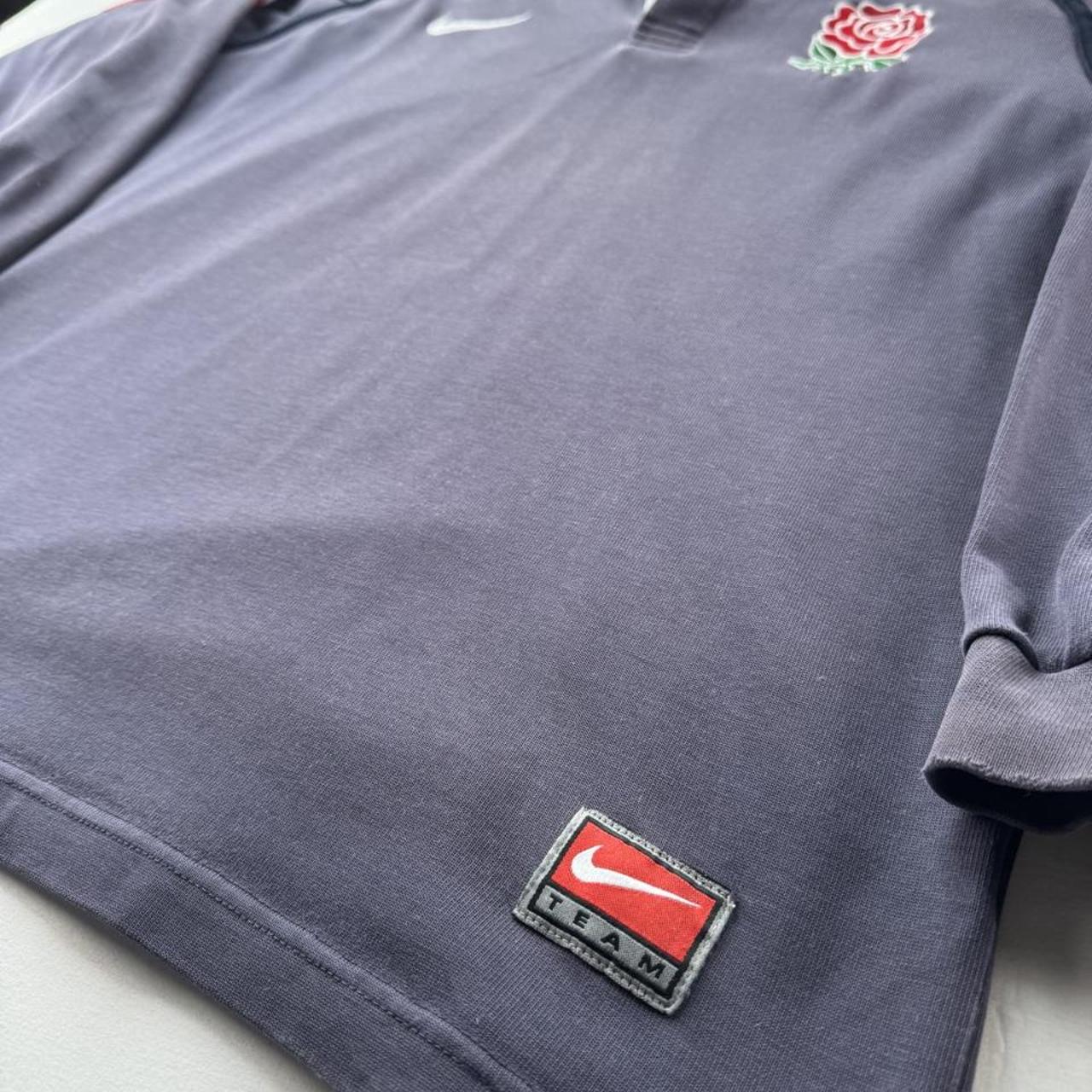 1990s Nike England Rugby Long Sleeve Rugby Polo Shirt L