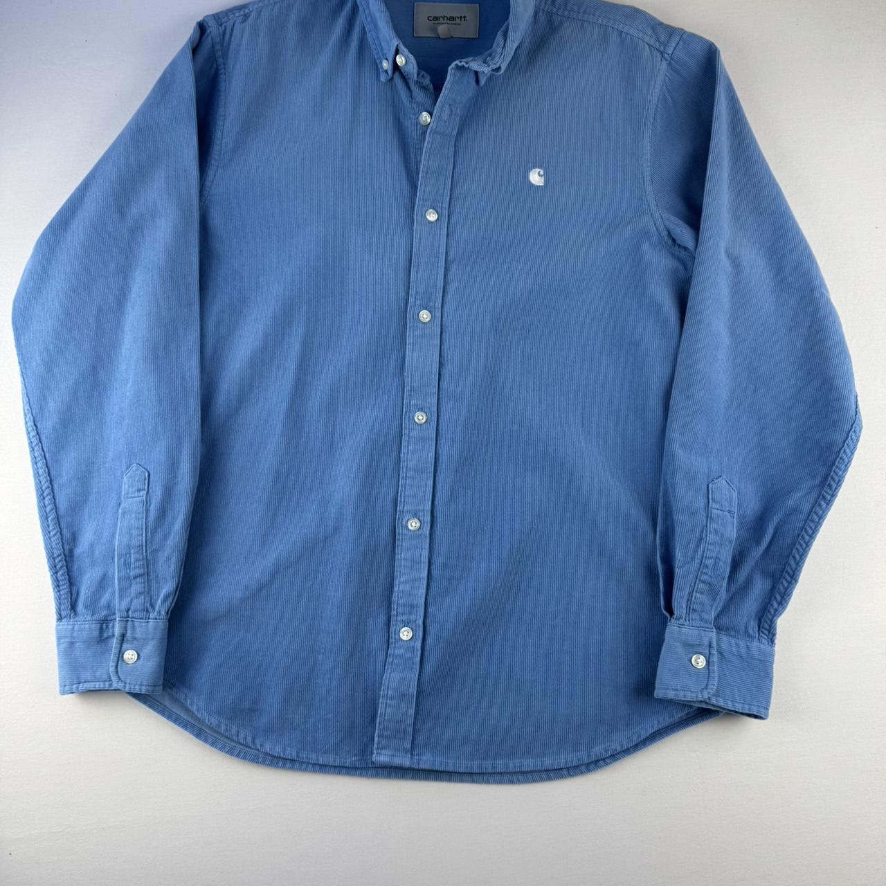 Blue Carhartt WIP Long Sleeve Madison Corduroy Button Down Shirt M