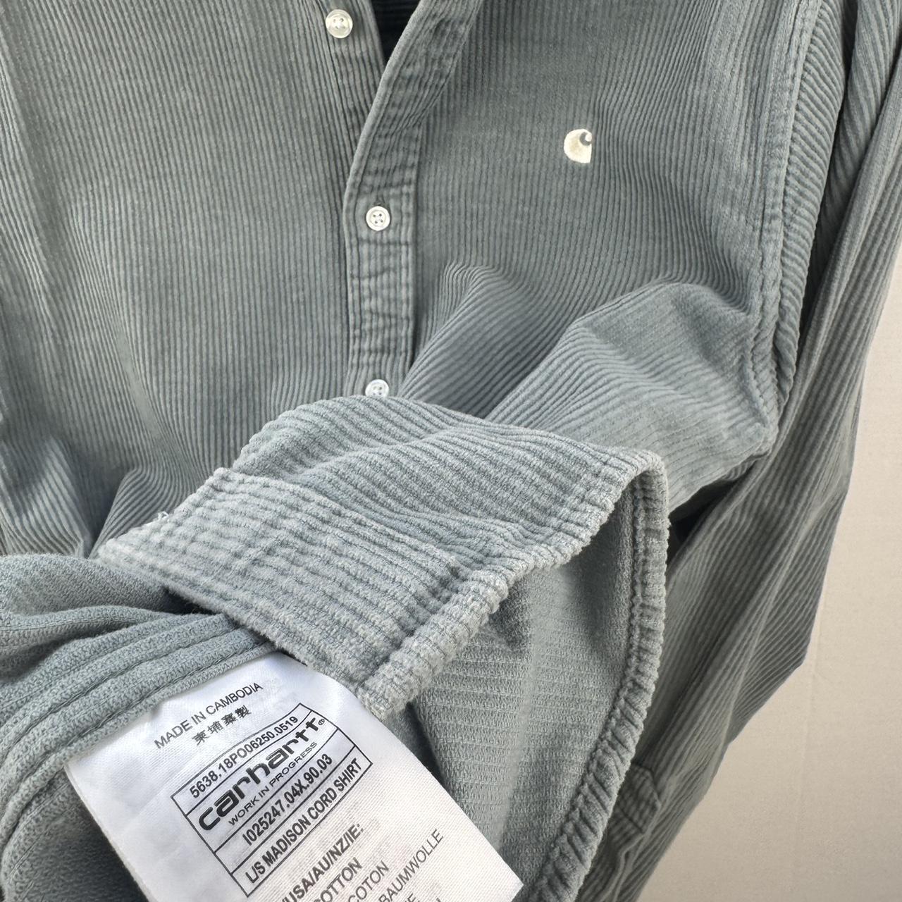 Light Teal Carhartt WIP Long Sleeve Madison Corduroy Button Down Shirt S