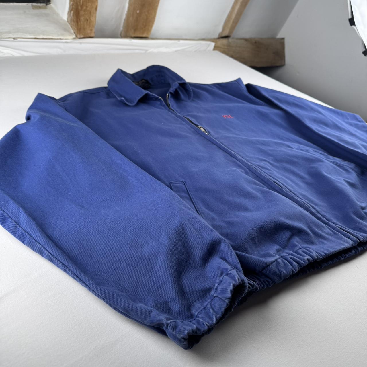 Early 2000s Yves Saint Laurent YSL Embroidered Logo Cotton Harrington Jacket L