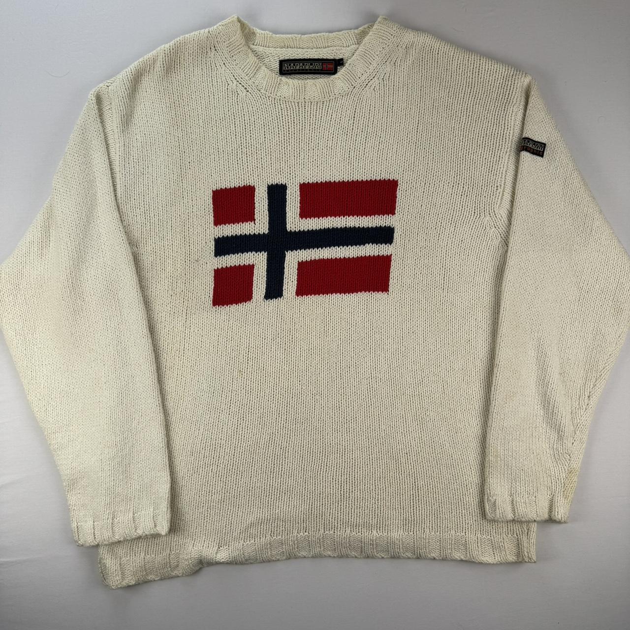 Napapijri Cream Oversized Spellout Knitted Jumper XL
