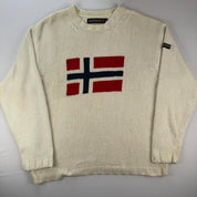 Napapijri Cream Oversized Spellout Knitted Jumper XL