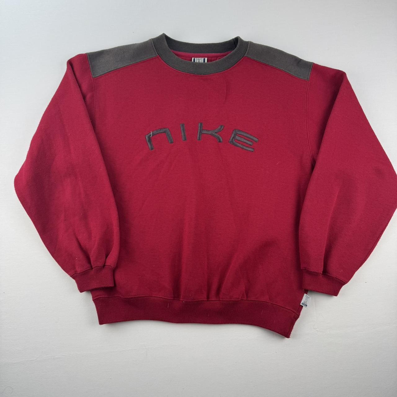 1990s Nike Embroidered Spellout Burgundy Womens Sweatshirt 14