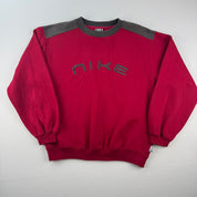 1990s Nike Embroidered Spellout Burgundy Womens Sweatshirt 14