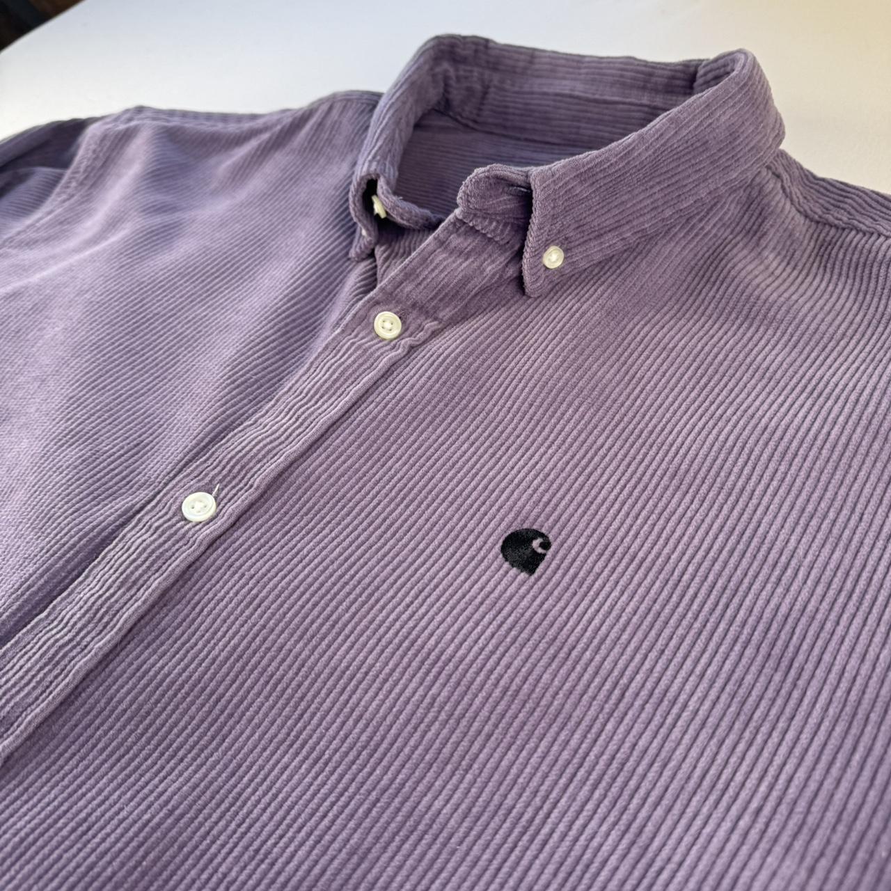 Purple Carhartt WIP Long Sleeve Madison Corduroy Button Down Shirt XXL