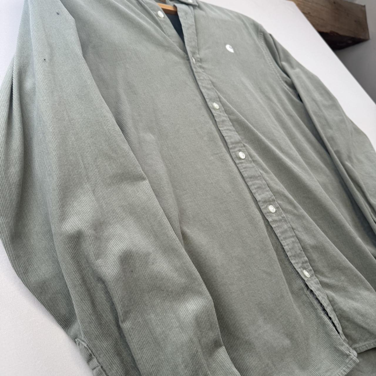 Sage Green Carhartt WIP Long Sleeve Madison Corduroy Button Down Shirt S