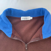 Rare Brown Yves Saint Laurent YSL Embroidered Quarter Zip Fleece L