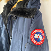 Canada Goose black Montebello jacket with logo patch and quilted design.