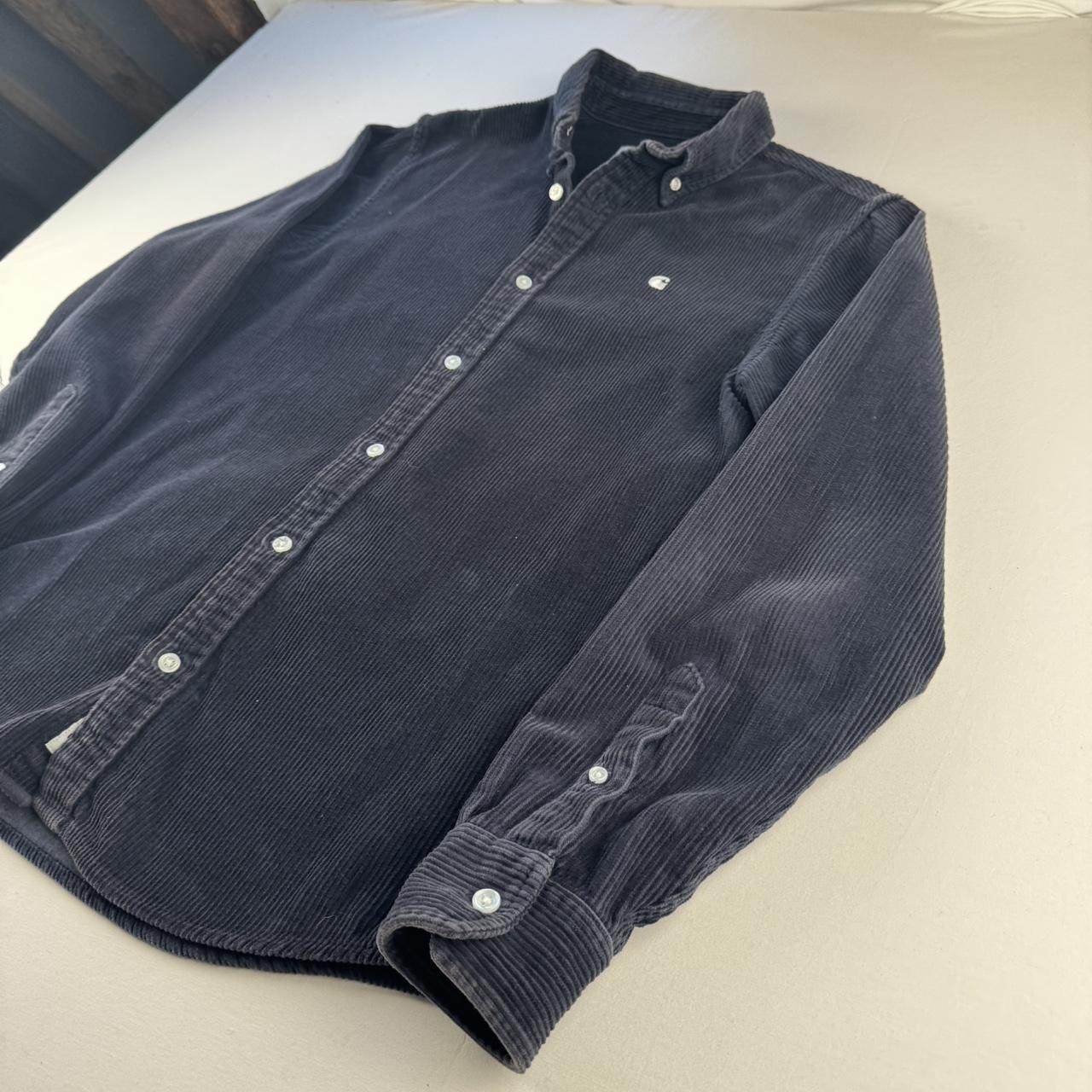 Navy Carhartt WIP Long Sleeve Madison Corduroy Button Down Shirt S