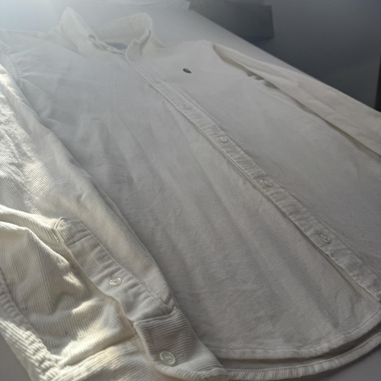 White and Black Carhartt WIP Long Sleeve Madison Corduroy Button Down Shirt L
