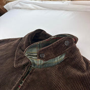 Rare Early 2000s Polo Ralph Lauren Plaid Green Lining Brown Corduroy Harrington Jacket XL
