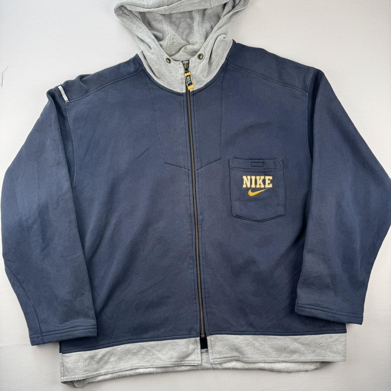 1990s Nike Full Zip Embroidered Pocket Logo Hoodie L
