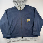 1990s Nike Full Zip Embroidered Pocket Logo Hoodie L