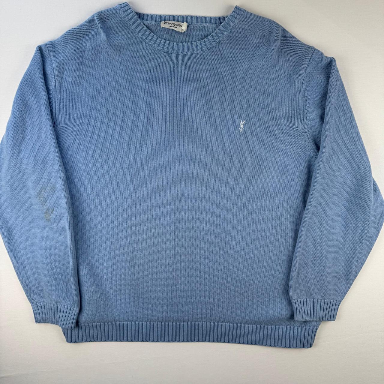 Yves Saint Laurent Crewneck Knit Sweater in Blue Size XXL