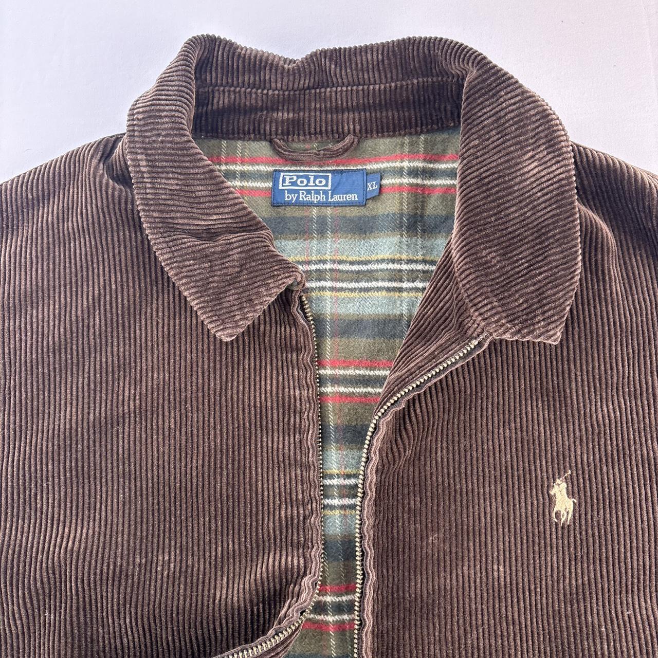 Rare Early 2000s Polo Ralph Lauren Plaid Green Lining Brown Corduroy Harrington Jacket XL