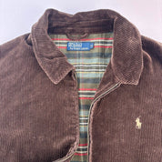 Rare Early 2000s Polo Ralph Lauren Plaid Green Lining Brown Corduroy Harrington Jacket XL