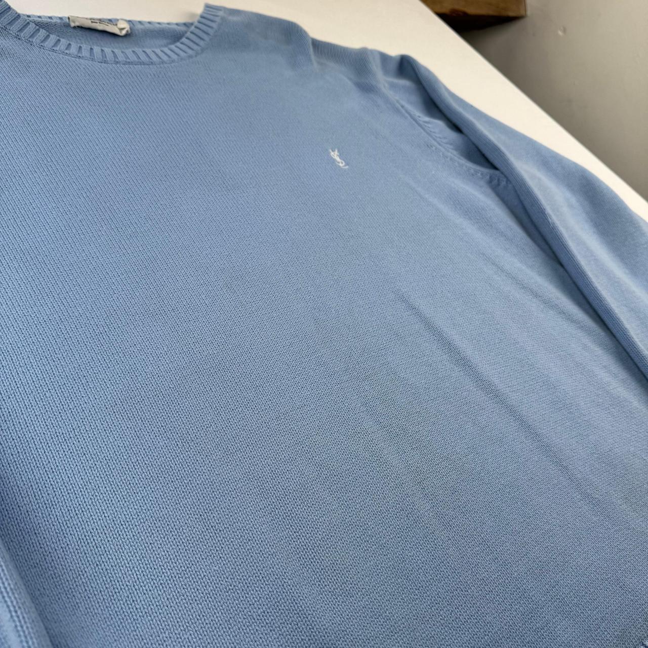 Yves Saint Laurent Crewneck Knit Sweater in Blue Size XXL