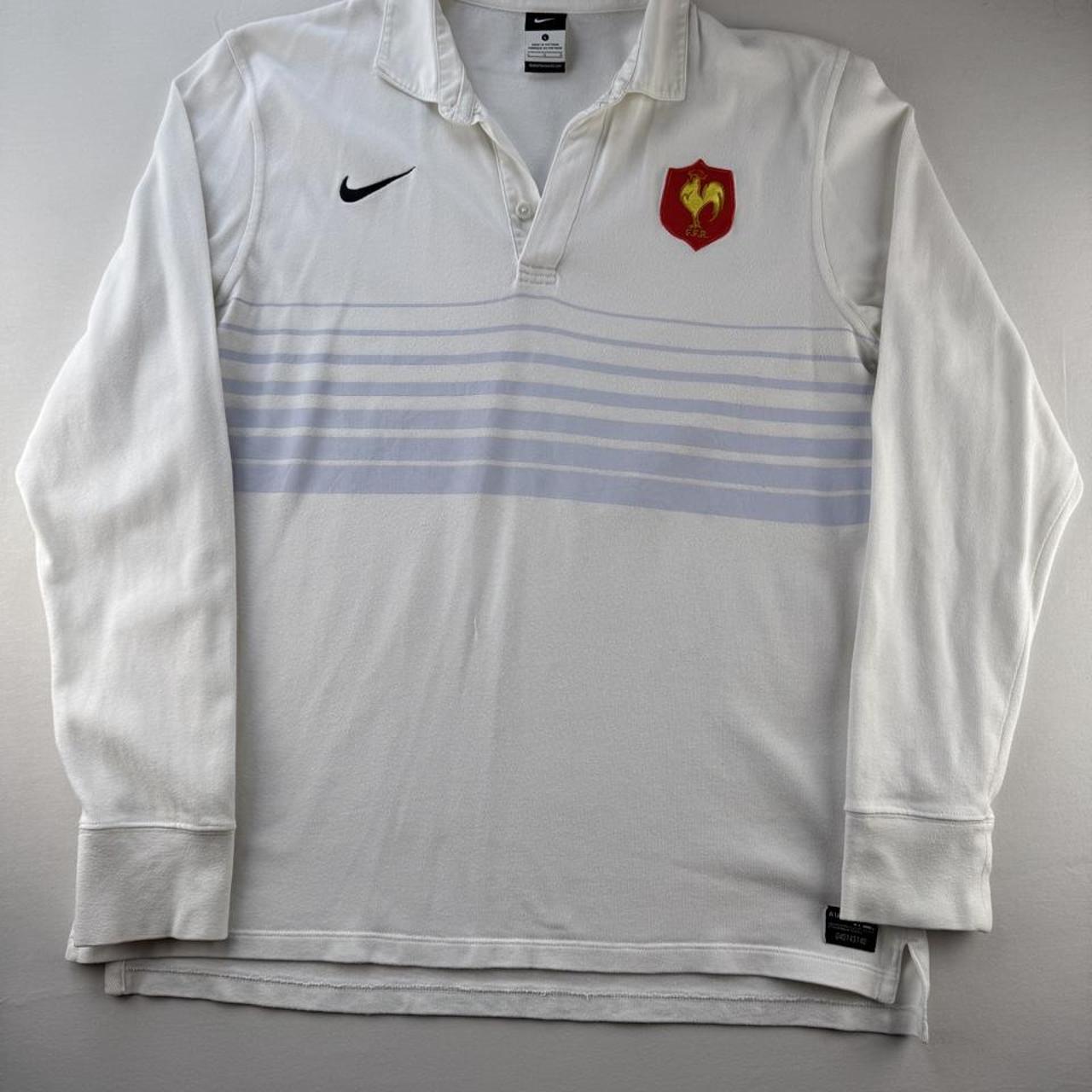 2009 Embroidered France Rugby Striped Rugby Polo L