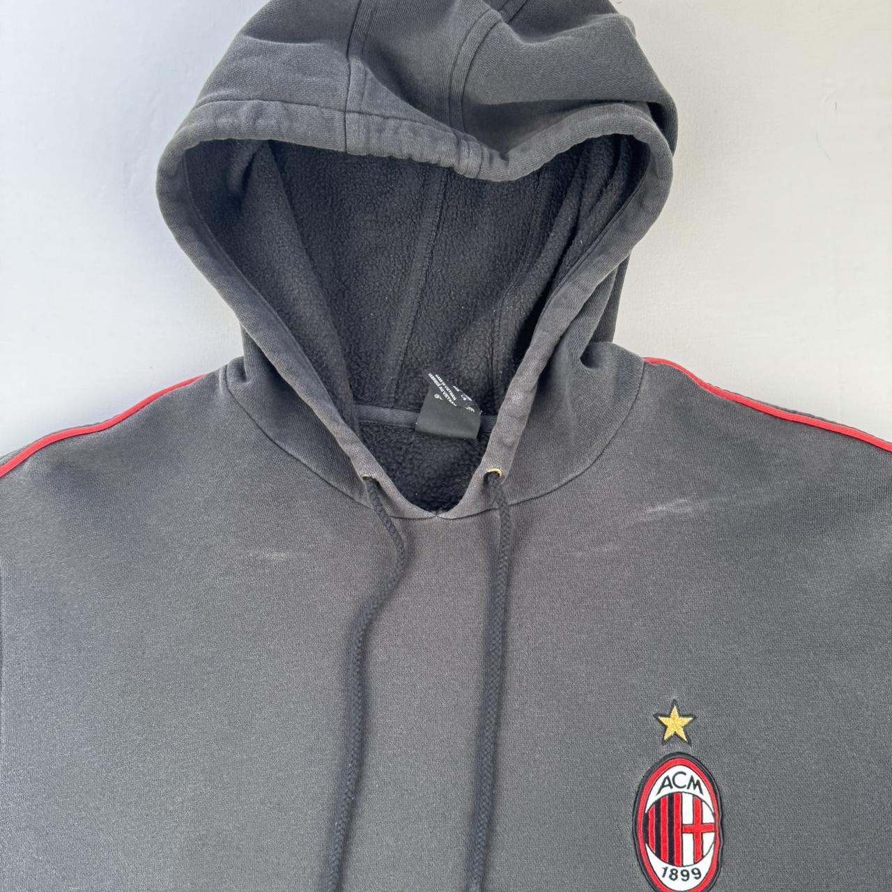 Mens AC Milan Adidas Embroidered Oversized Hoodie L
