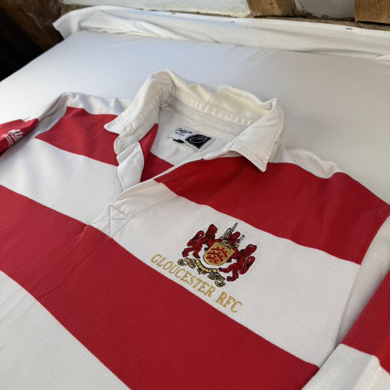 Rare Vintage Cotton Traders Gloucester Rugby Striped Long Sleeve Rugby Polo Shirt XL