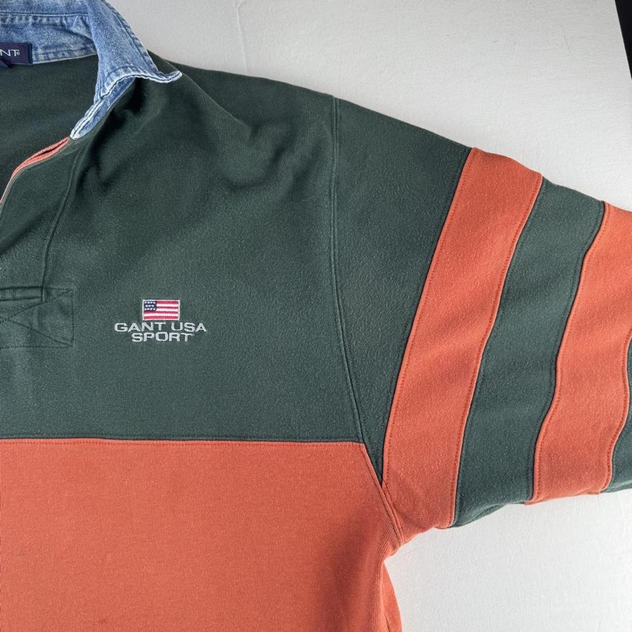 1990s Gant Embroidered Spellout Panel Rugby Polo Shirt M
