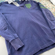 Polo Ralph Lauren thick rugby polo shirt in navy and green with embroidered logo.