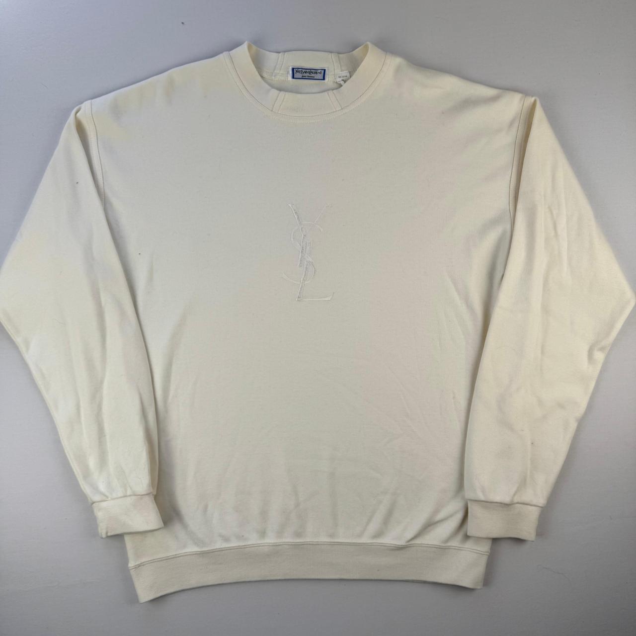 Yves Saint Laurent Crewneck Sweatshirt in White Size M