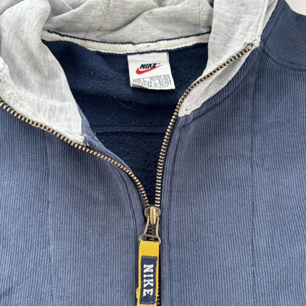 1990s Nike Full Zip Embroidered Pocket Logo Hoodie L