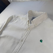 Carhartt WIP White and Green Corduroy Button Down Shirt L