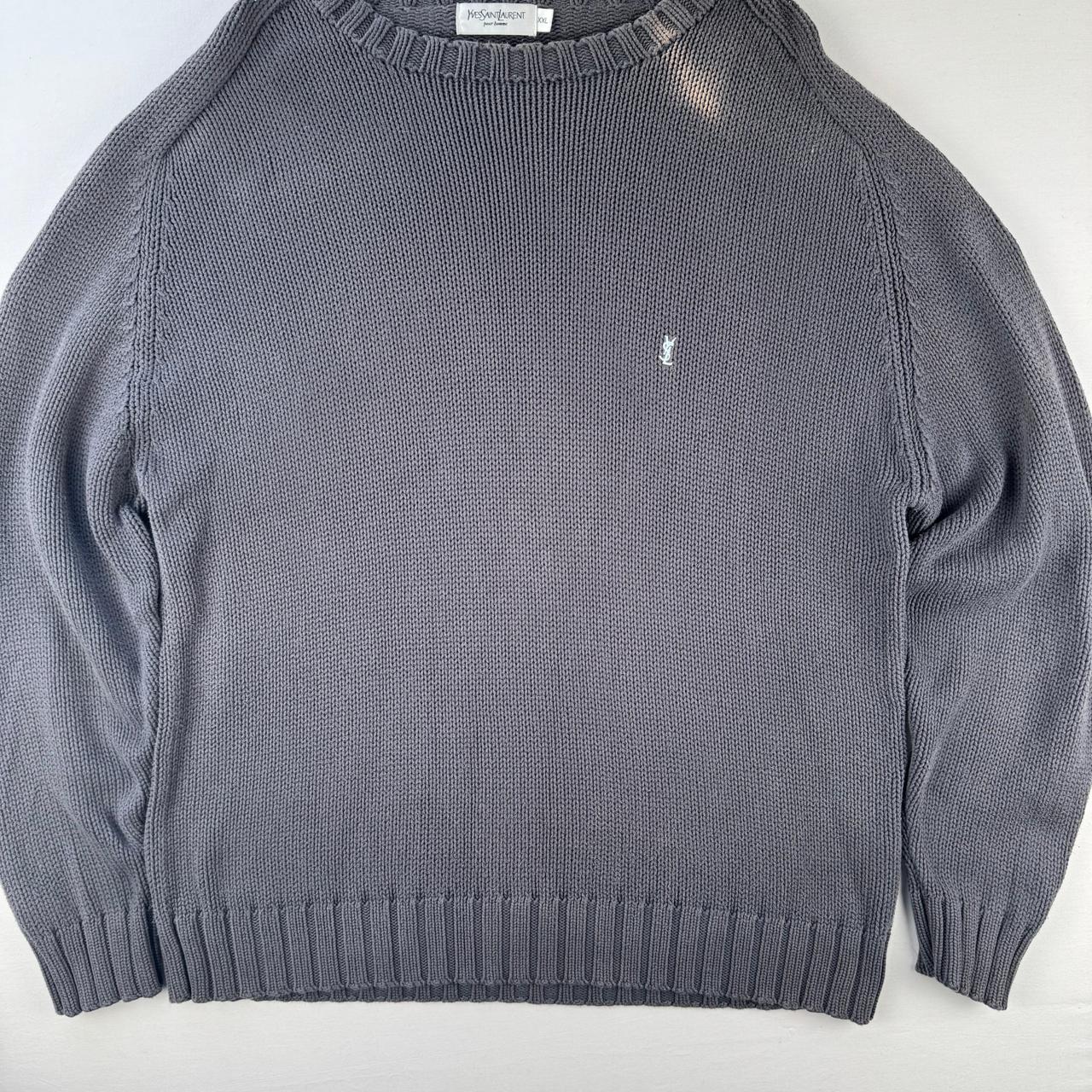 Yves Saint Laurent Crewneck Knit Sweater in Grey Size XXL
