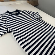 Navy and White Carhartt WIP Scotty Pocket Striped T-Shirt S