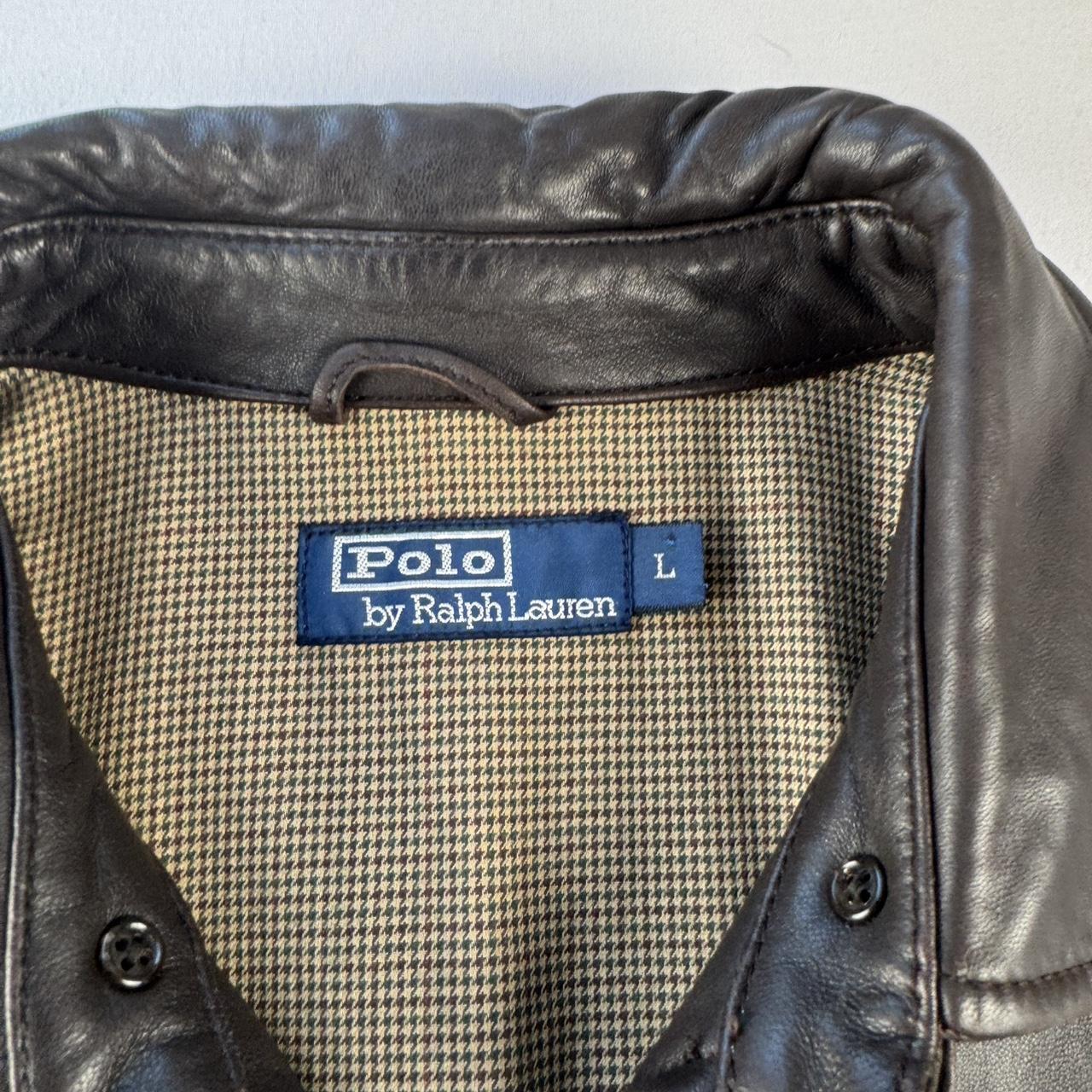 Dark Brown 2000s Polo Ralph Lauren Leather Harrington Jacket L
