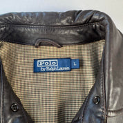 Dark Brown 2000s Polo Ralph Lauren Leather Harrington Jacket L